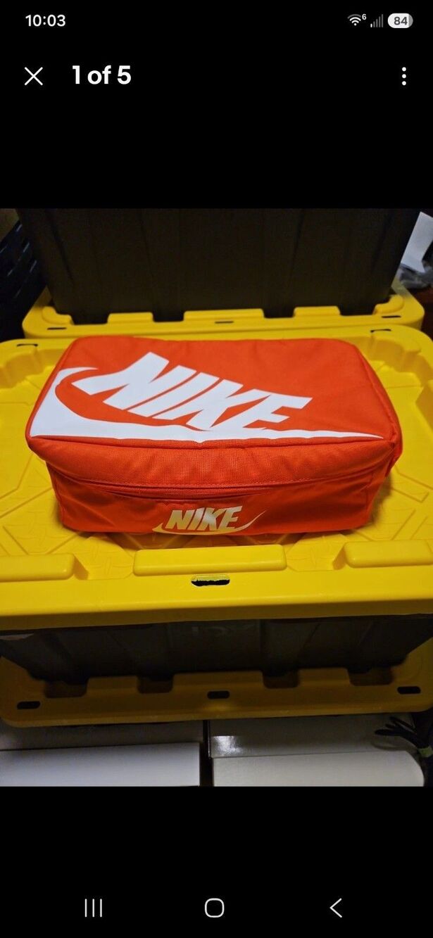 Vtg NIKE 90s Men's Shoe Box Bag One Size Orange White BA6149 810 Great Condition